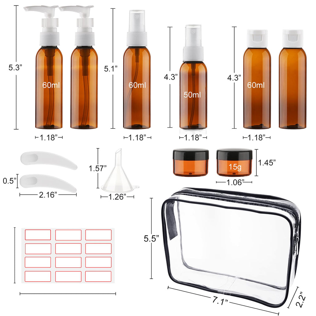Cosywell Travel Size Bottles for Toiletries 13 Pack 2oz TSA Approved Toiletry Bottles Leak Proof Travel Kit for Women Men TSA Clear Toiletry Bag Shampoo Lotion Skincare Cosmetic Container