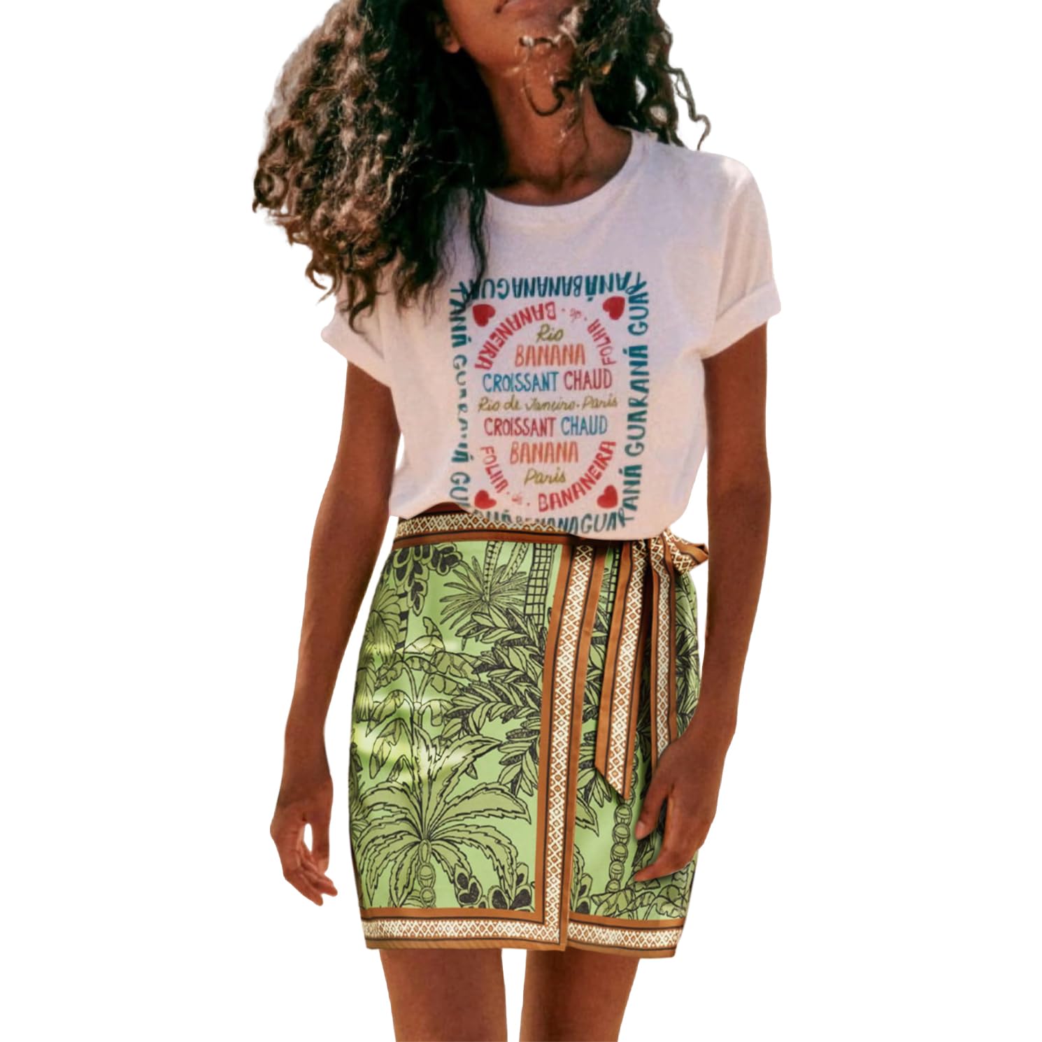 Womens Summer Floral Wrap Short Skirt Tie Side High Waist A Line Beach Vacation Boho Mini Skirt