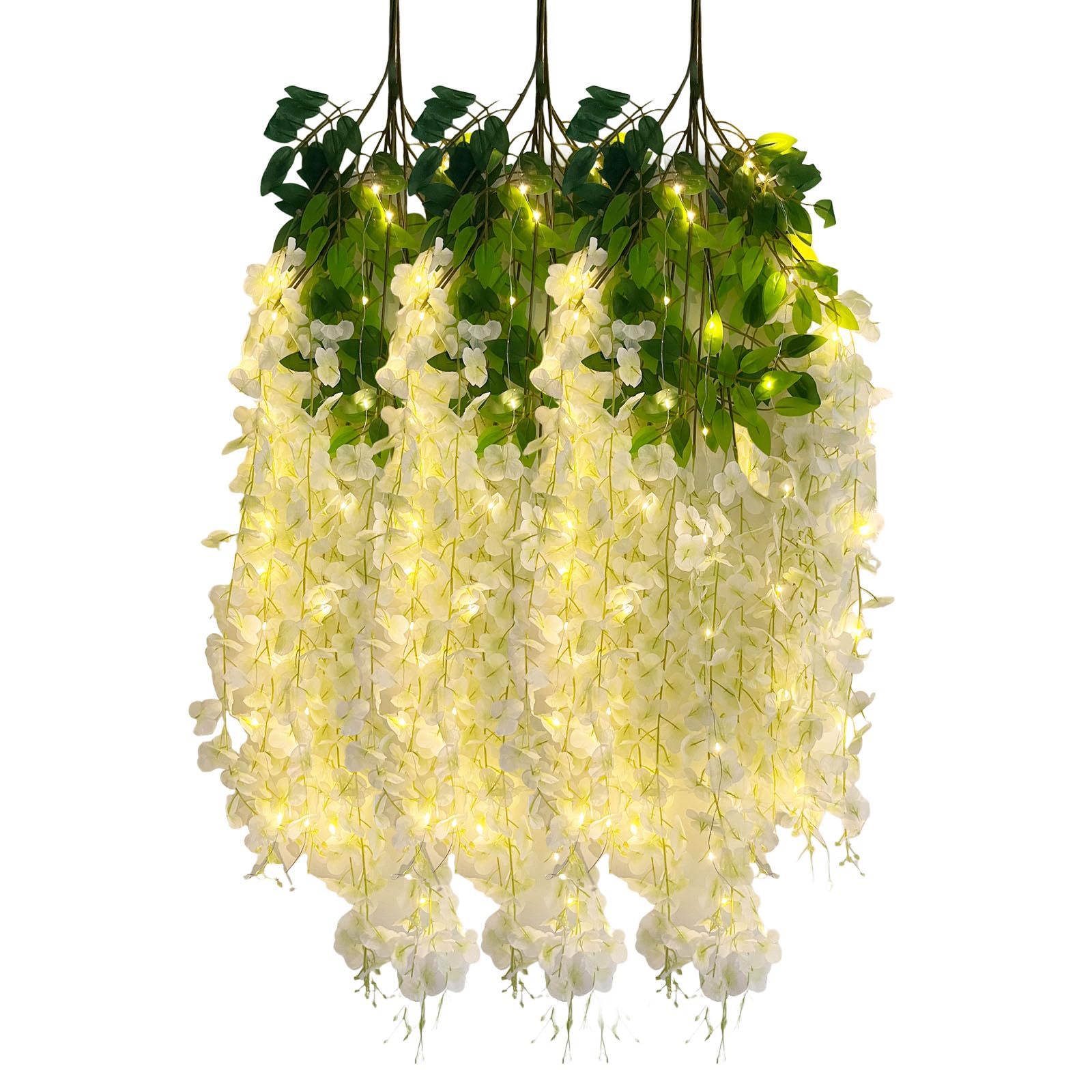 5 Pack Pink Wisteria Hanging Flowers Garland, 3.77 Feet Artificial Flower Vines, Fake Wisteria, Artificial Vines Hanging Garland for Backdrop Outdoor Yard Garden Decor