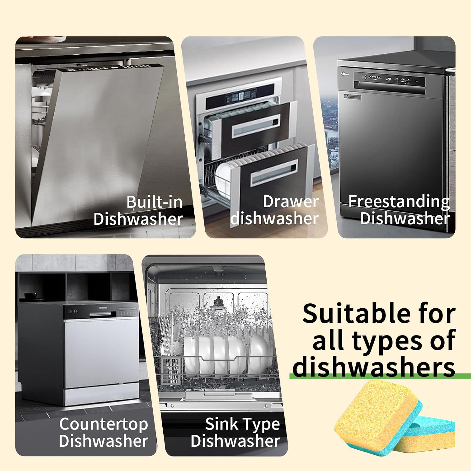 Dishwasher Cleaner and Deodorizer Tablets, Dishwasher Cleaning Tablets 24 Pack - Helps Remove Limescale & Odor, Prevents Buildup in Pipes, Safe for All Dishwashers, Lemon Scent - 12 Month Supply