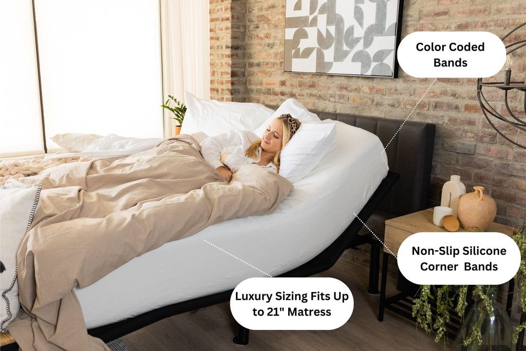 DreamFit DreamChill Cooling Bamboo Viscose Sheets For Hot Sleepers With Elastic Corner Straps 20 inch Extra Deep Pocket Breathable Silky Soft 100% Crafted in USA Twin Sheet Set Blue