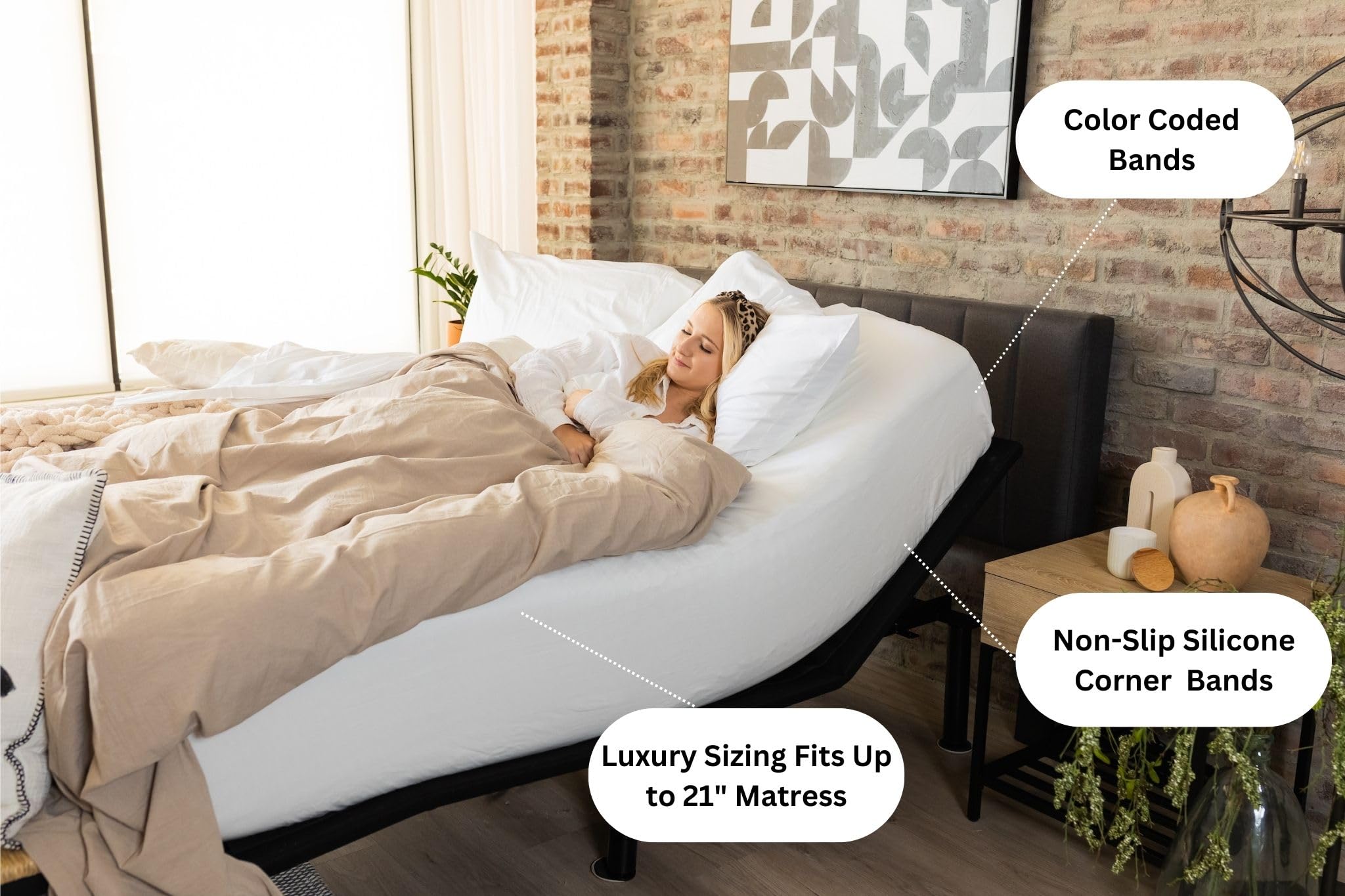DreamFit DreamChill Cooling Bamboo Viscose Sheets For Hot Sleepers With Elastic Corner Straps 20 inch Extra Deep Pocket Breathable Silky Soft 100% Crafted in USA Twin Sheet Set Blue