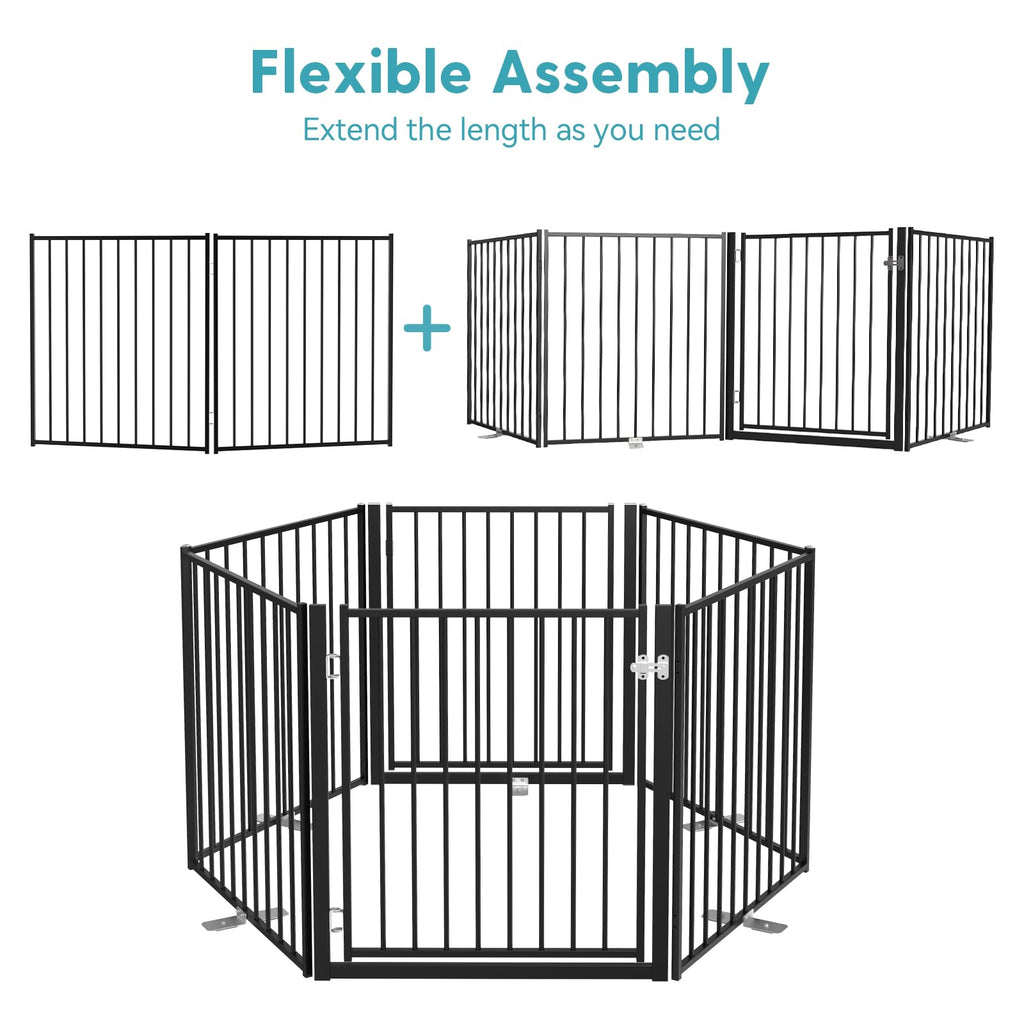 No Pawblems Free Standing Dog Gate, 30" Tall Foldable Dog Fence for Indoor, Up to 52 Inch Extra Wide Puppy Gate Extension for Stairs, Hallways, Doorways, Deck, Yard (White, 2 Panels)