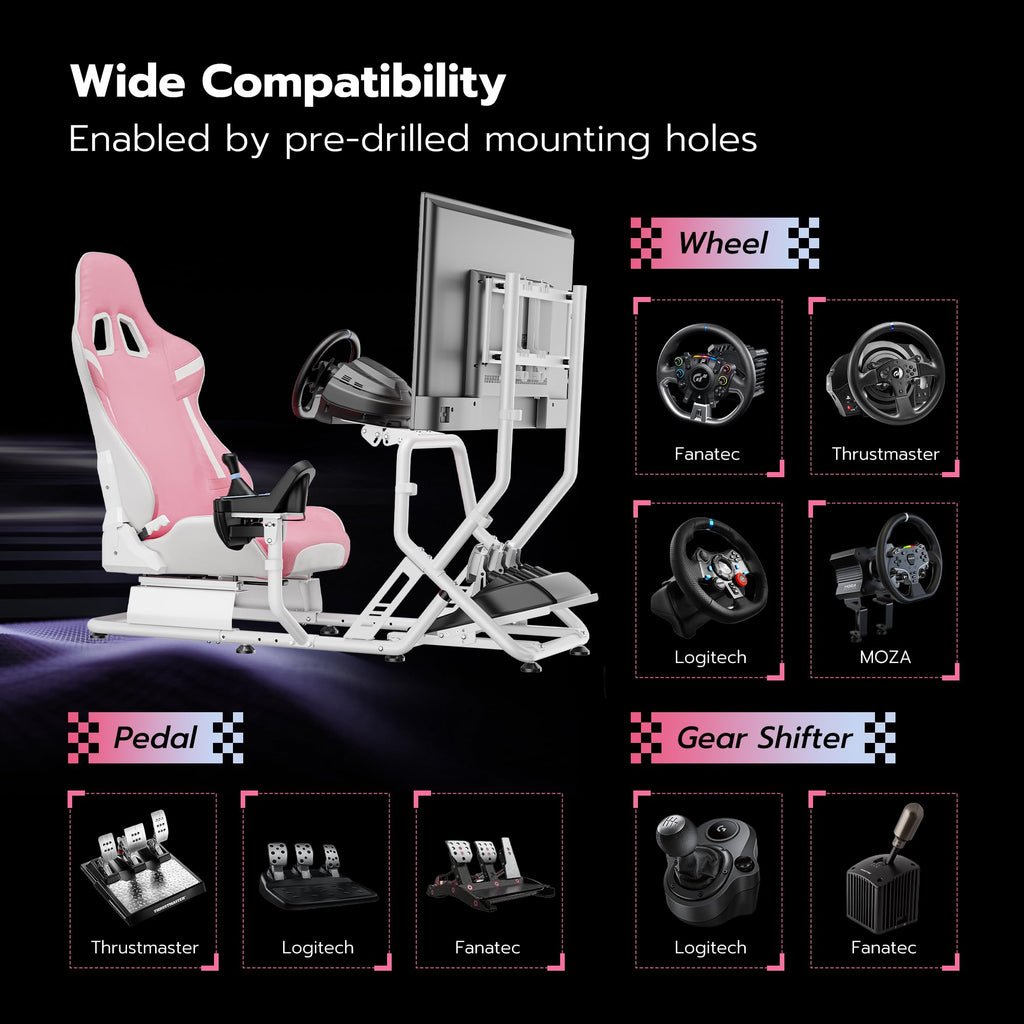 ARES WING Sim Racing Cockpit, Racing Wheel Stand with Seat, Formula and GT Racing Simulator Cockpit Compatible with Fanatec, Thrustmaster, Logitech, Moza Racing Games on PS5, PS4, Xbox and PC