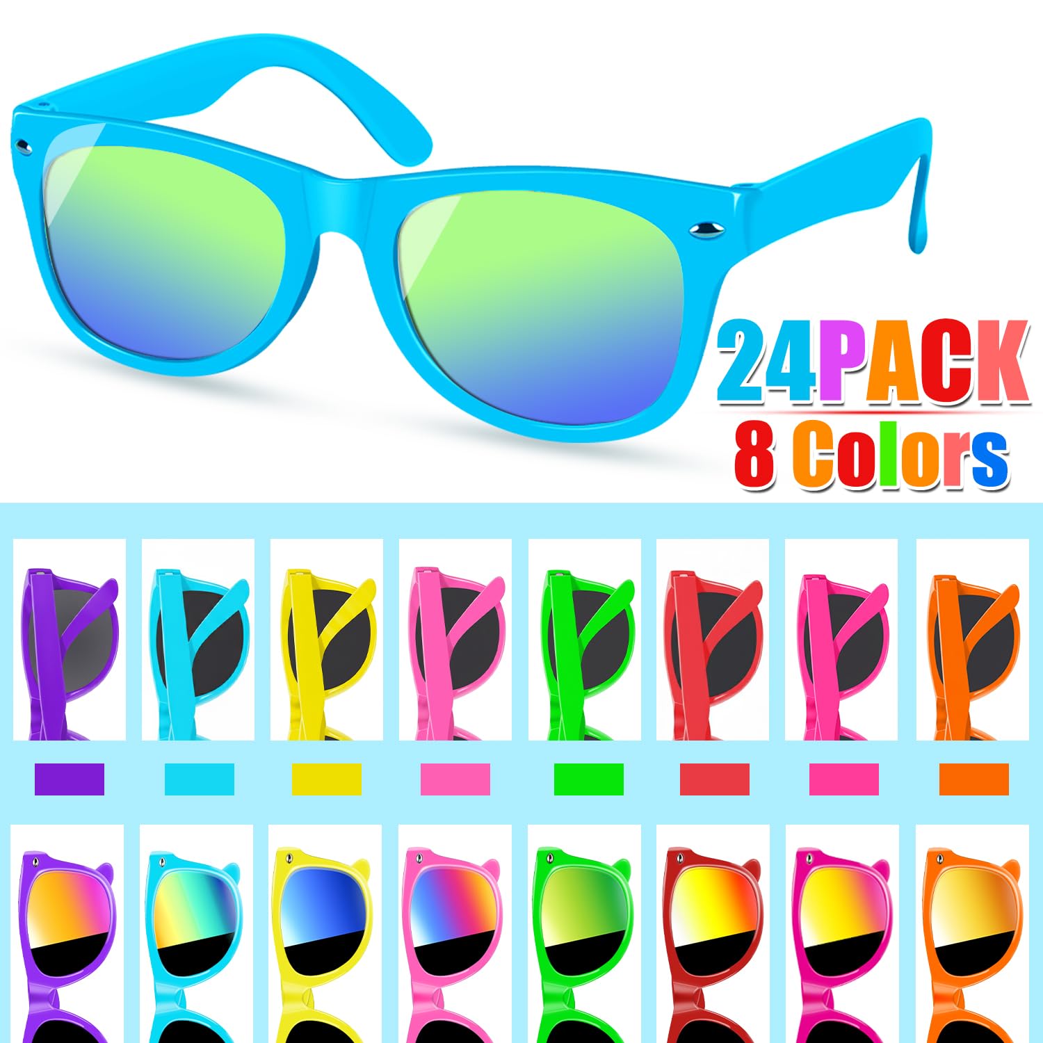 Kids Sunglasses Bulk, Kids Sunglasses Party Favors for Age 3-8, UV400 Protection Neon Kids Sunglasses Bulk for Boys Girls (12Pack-heart sunglasses)