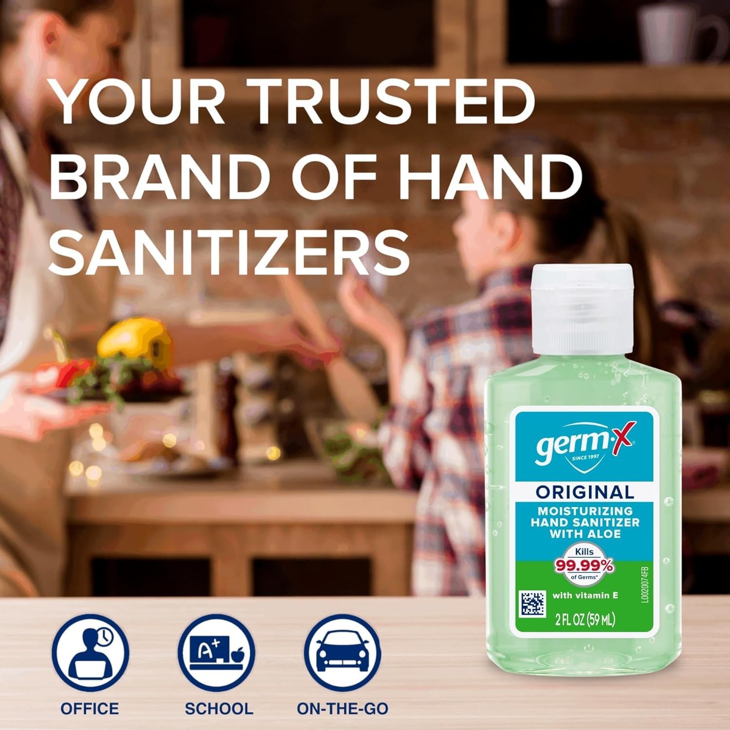 Germ-X Original Hand Sanitizer, 2 Fl Oz (Pack of 24), Less Drying Moisturizing Gel with Aloe and Vitamin E, No Rinse Formula, Bulk Mini Travel Size for On-The-Go