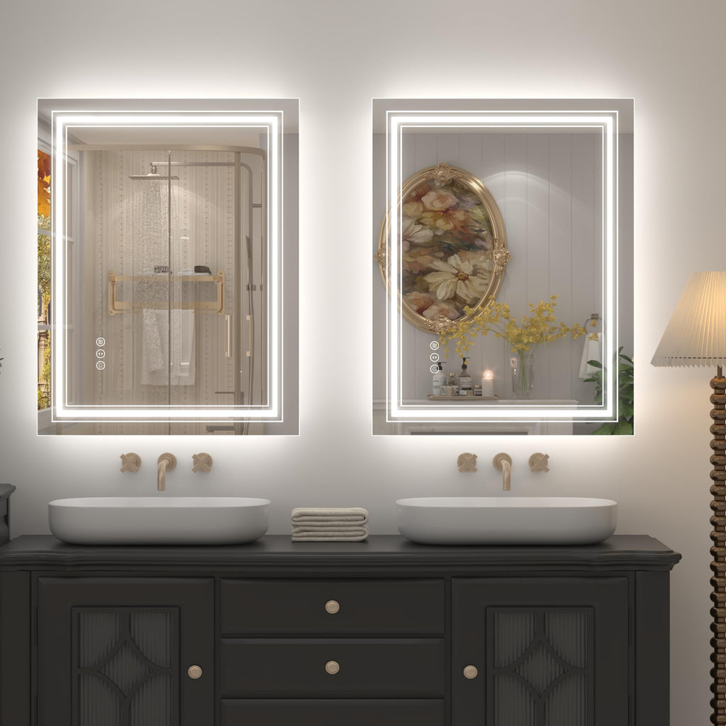 20x28 LED Bathroom Mirror, Vanity Mirror with Lights, Backlit and Front lit Mirror for Wall, Dimmable, Anti-Fog, Shatterpoof, Memory (Horizontal/Vertical)