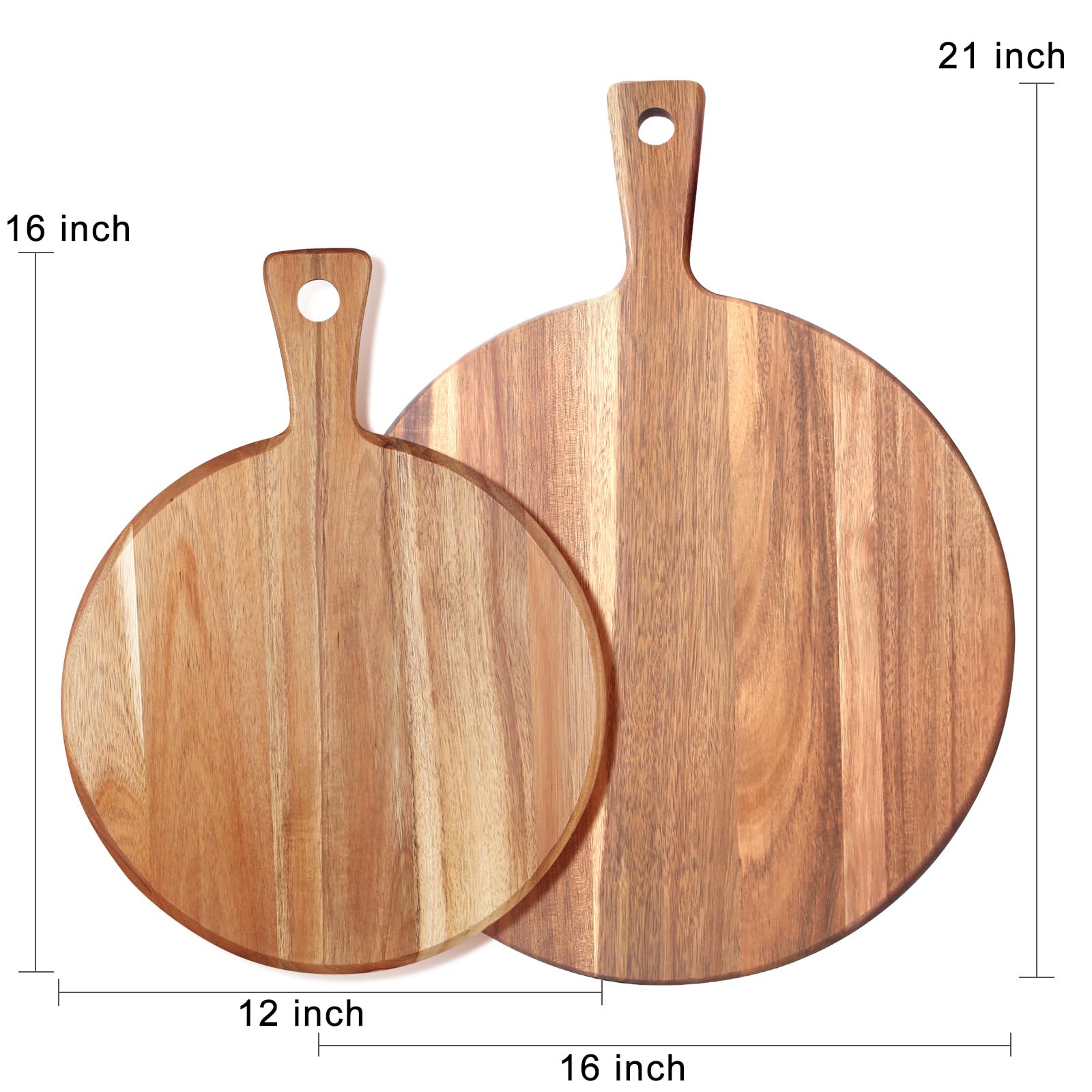 Acacia Wood Cutting Board with Handle Wooden Chopping Board Round Cutting Boards for Kitchen Decor Large Charcuterie Board Tray Teak Meat Cheese Board Bread Serving Platter Butcher Block Pizza Board