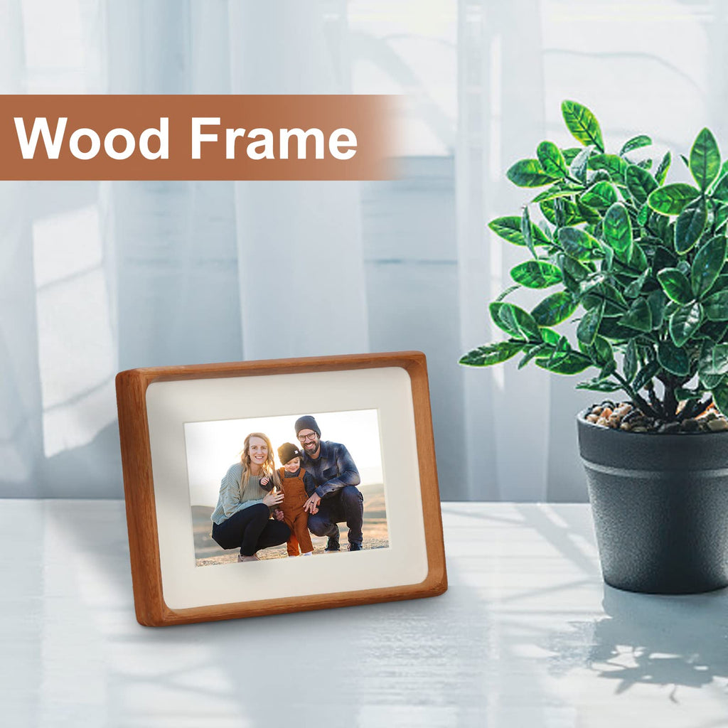 Mini Wood Picture Frame,Small Picture Frames 2x3 with Tiny Mat | Cute Polaroid Picture Frame,Teak Solid Natural Wood Tiny Photo Frame, Tabletop and Wall Mounting
