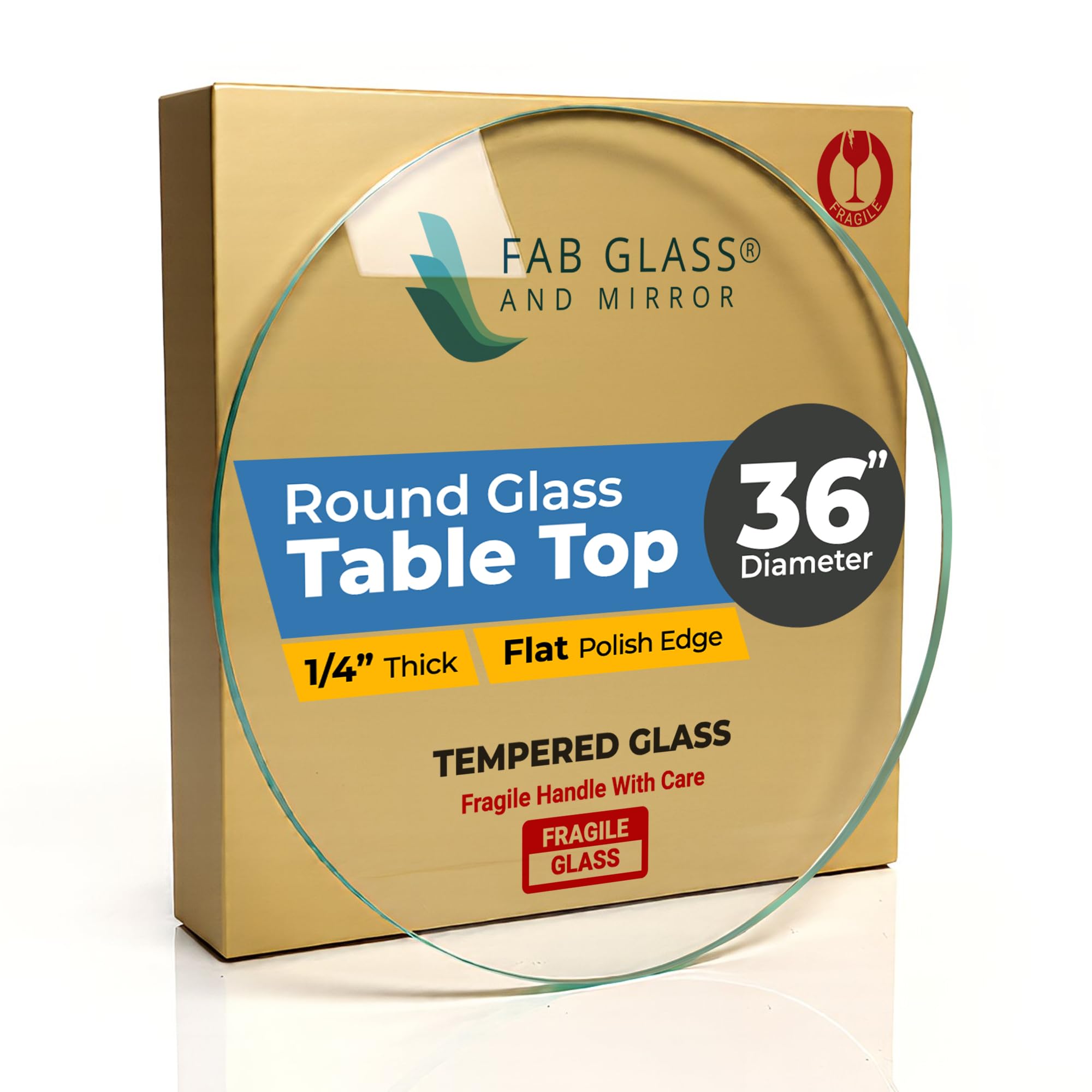 12" Inch Round Glass Table Top 1/2" Thick Tempered Beveled Edge by Fab Glass and Mirror