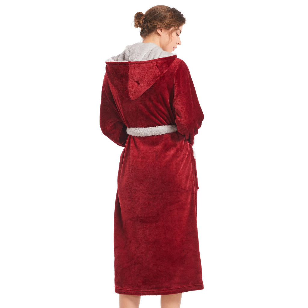 Inner Wish Women Hooded Plush Robe, Fleece Highly Absorbent Cozy Warm Bathrobe