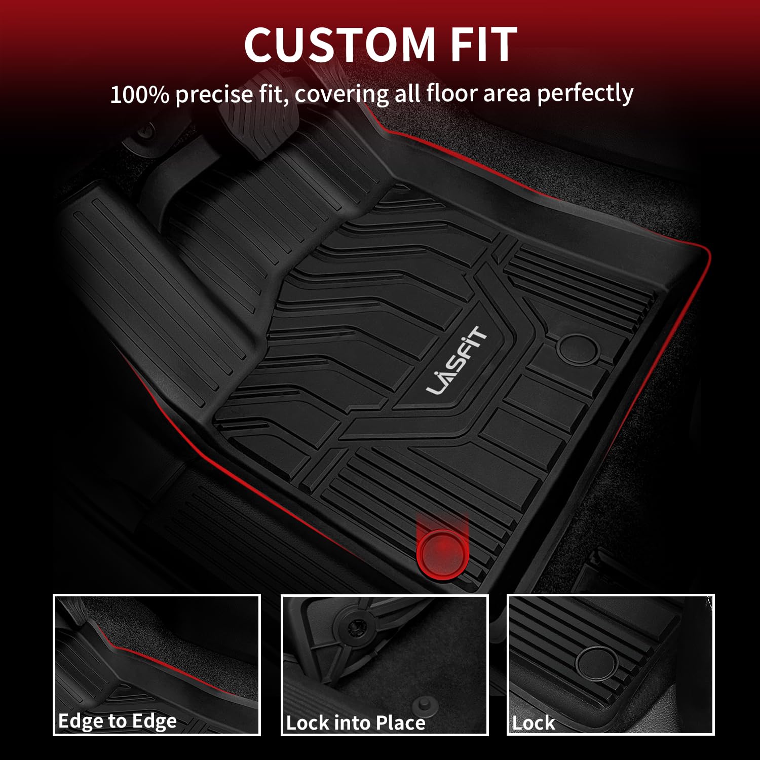 LASFIT Cargo Mat & Backrest Mats for Nissan Armada/Infiniti QX80 2019-2024, All Weather TPE Custom Fit Easy Clean Durable No-Curling Trunk Mat for Armada & QX80, Black