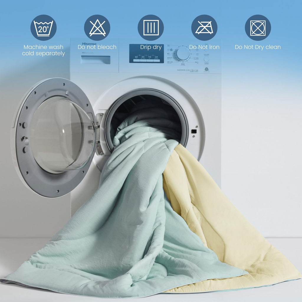 SNOWMAN Cooling Comforter Twin XL Size Double-Sided, Soft Cooling Blanket for Hot Sleepers, Cold Touch Fabric Summer Quilt, Lightweight Q-Max>0.4 Silk Smooth (Blue/Grey, 60"x90")