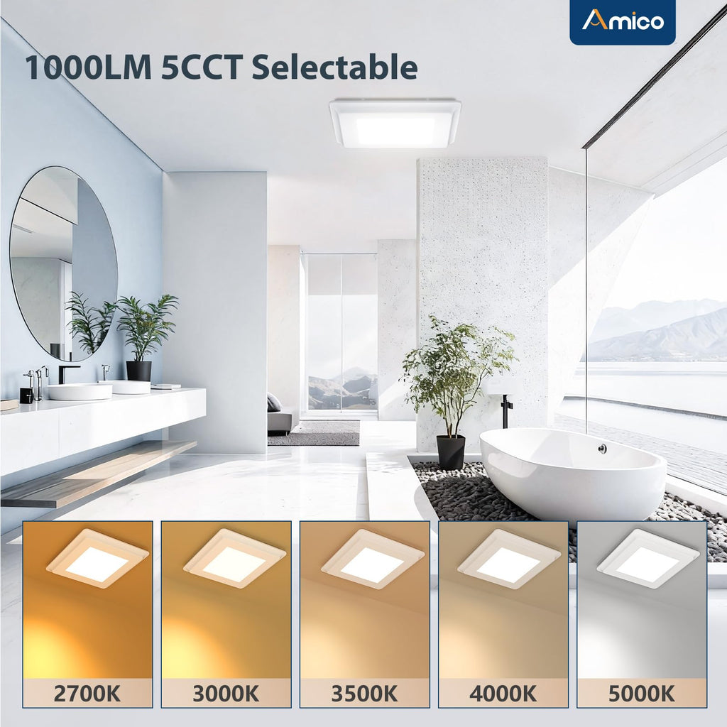 Amico Bathroom Exhaust Fan, 1.0 Sones, 80 CFM, Low Noise, Ceiling Mounted Retrofit Ventilation Fans, 4 Inch Duct, No Attic Access Needed- UL Certified