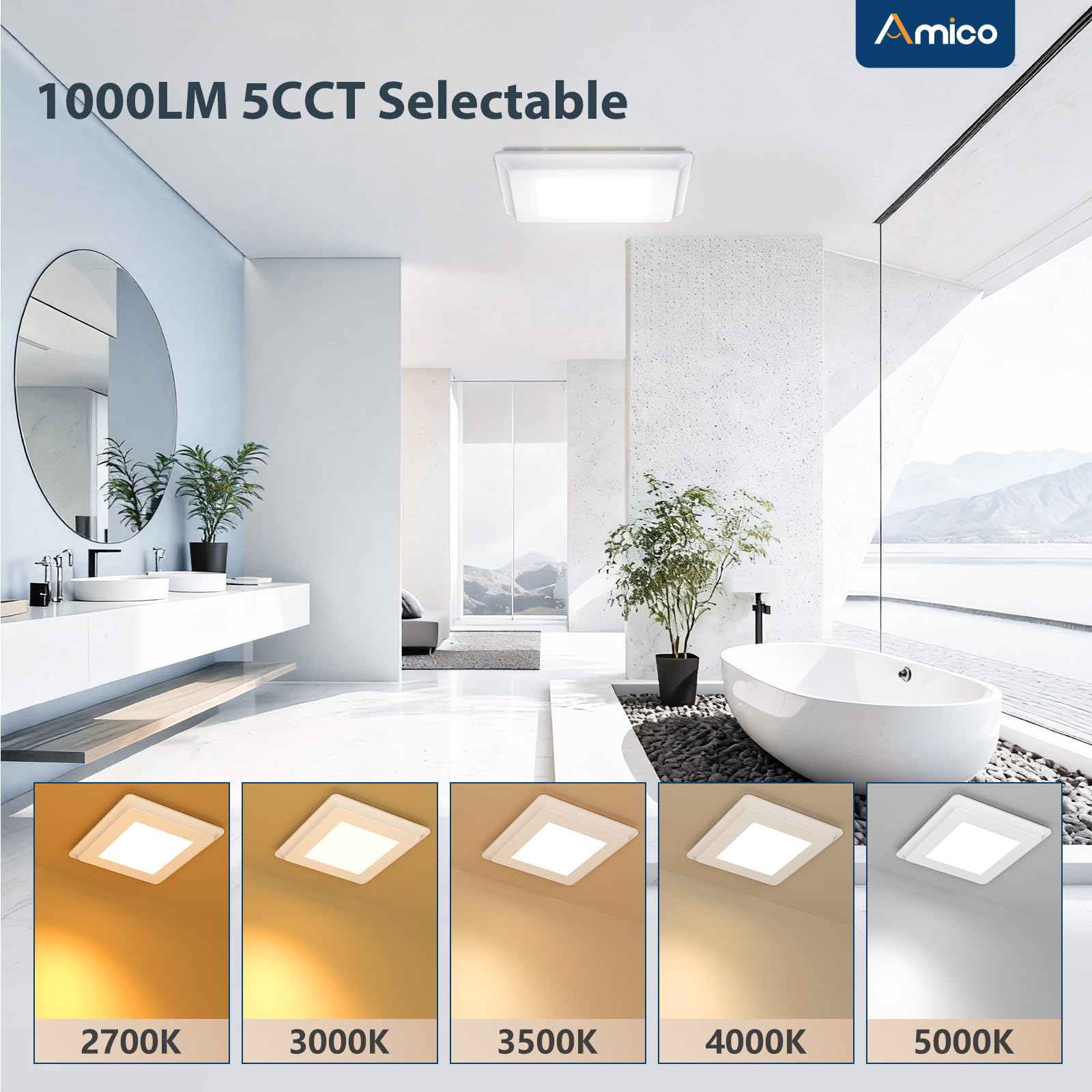 Amico Bathroom Exhaust Fan, 1.0 Sones, 80 CFM, Low Noise, Ceiling Mounted Retrofit Ventilation Fans, 4 Inch Duct, No Attic Access Needed- UL Certified