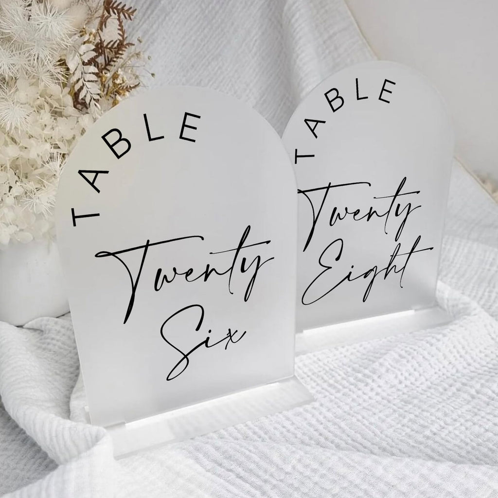Black Arched Wedding Table Numbers 1-10 with Stands, 5x7 Inch Black Arch Acrylic Sign with Gold Letters, Acrylic Table Numbers for Wedding Reception