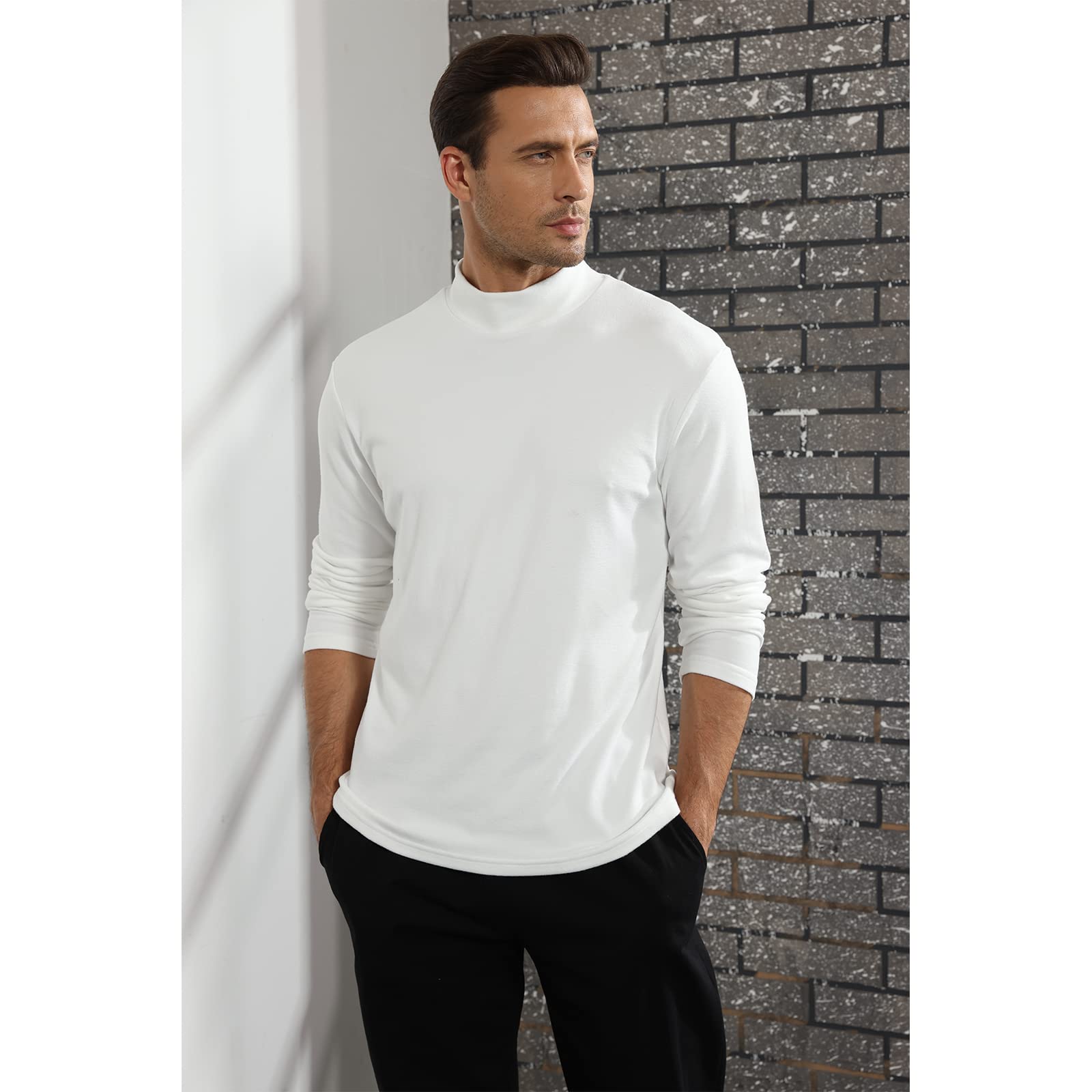 Rela Bota Mens Half Turtleneck Long Sleeve Pullover Basic Designed Undershirt Stretch Slim Fit Sweaters