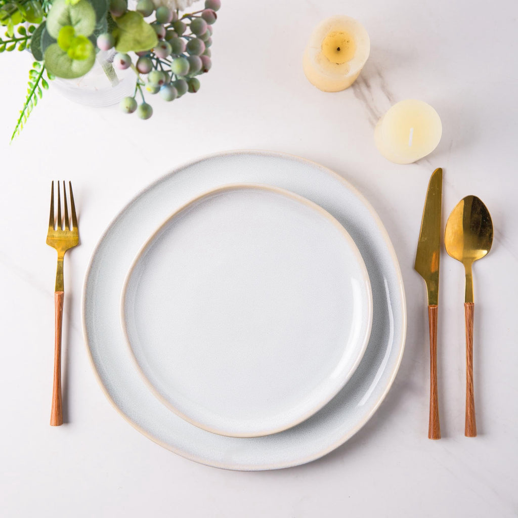 AmorArc 8.5" Ceramic Plates Set of 6 | Handmade Stoneware with Reactive Glaze for Dessert, Salad, Appetizer & Dinner | Microwave/Dishwasher Safe, Scratch Resistant