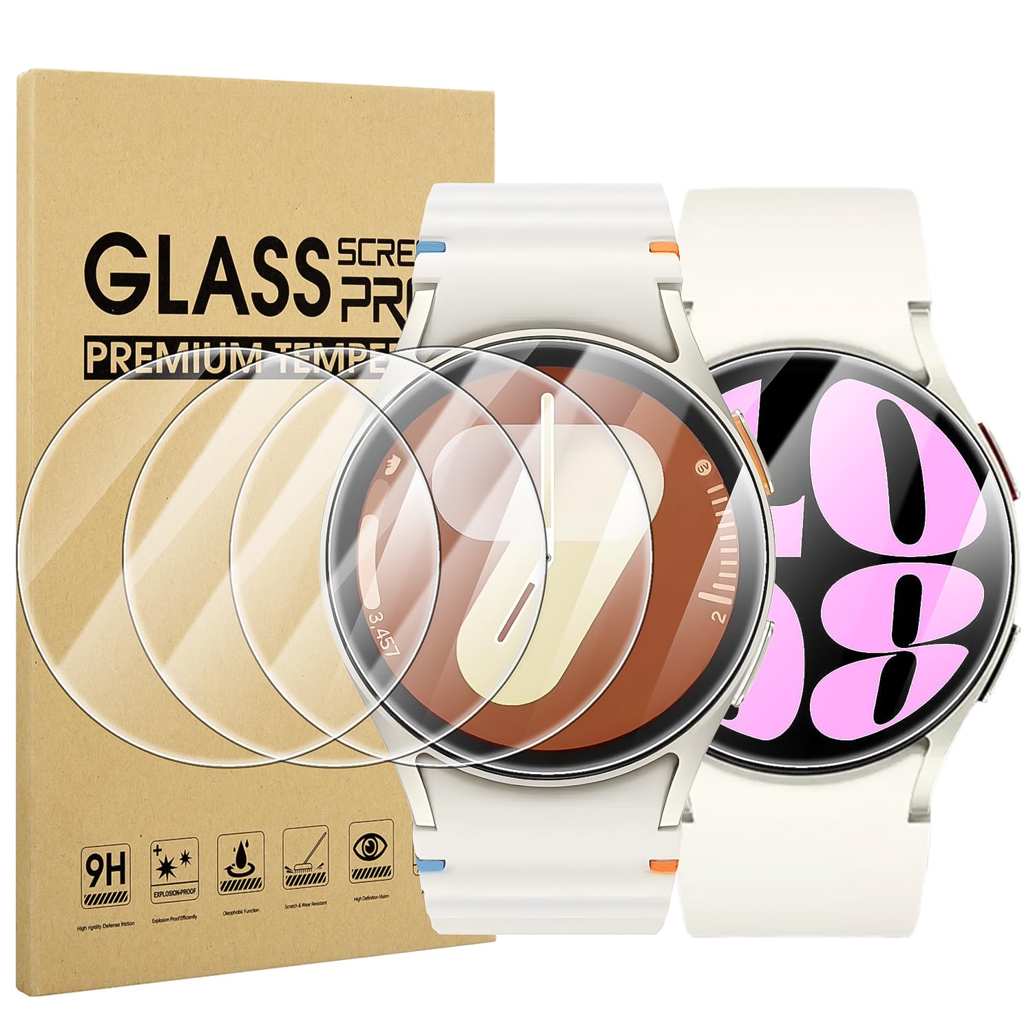 Suoman 4-Pack for Samsung Galaxy Watch 4 Classic 46mm Tempered Glass Screen Protector for Galaxy Watch 4 Classic 46mm Smartwatch [2.5D 9H Hardness] [Anti-Scratch]