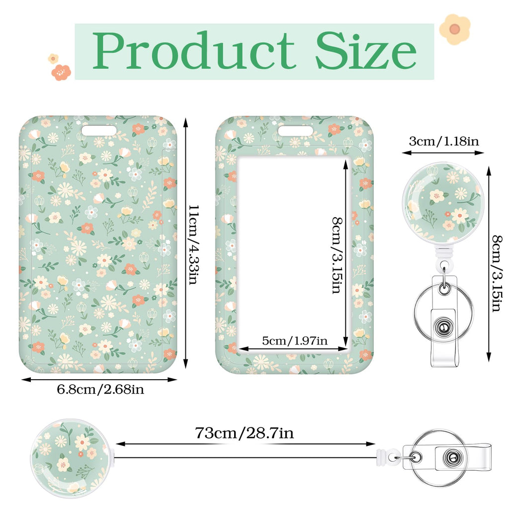 3 Set Badge Holder Retractable Reel Bloom ID Badge Holders with Clip Cute Name Badge Holders for Teacher Nurse Doctor Student Office Workers