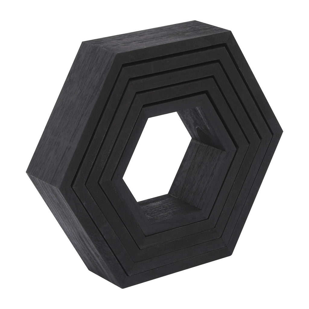 WONFUlity Hexagon Shelves for Wall Mounted, Wood Farmhouse Storage Honeycomb Floating Shelves for Wall Decor,Screws Anchors Included,5pc