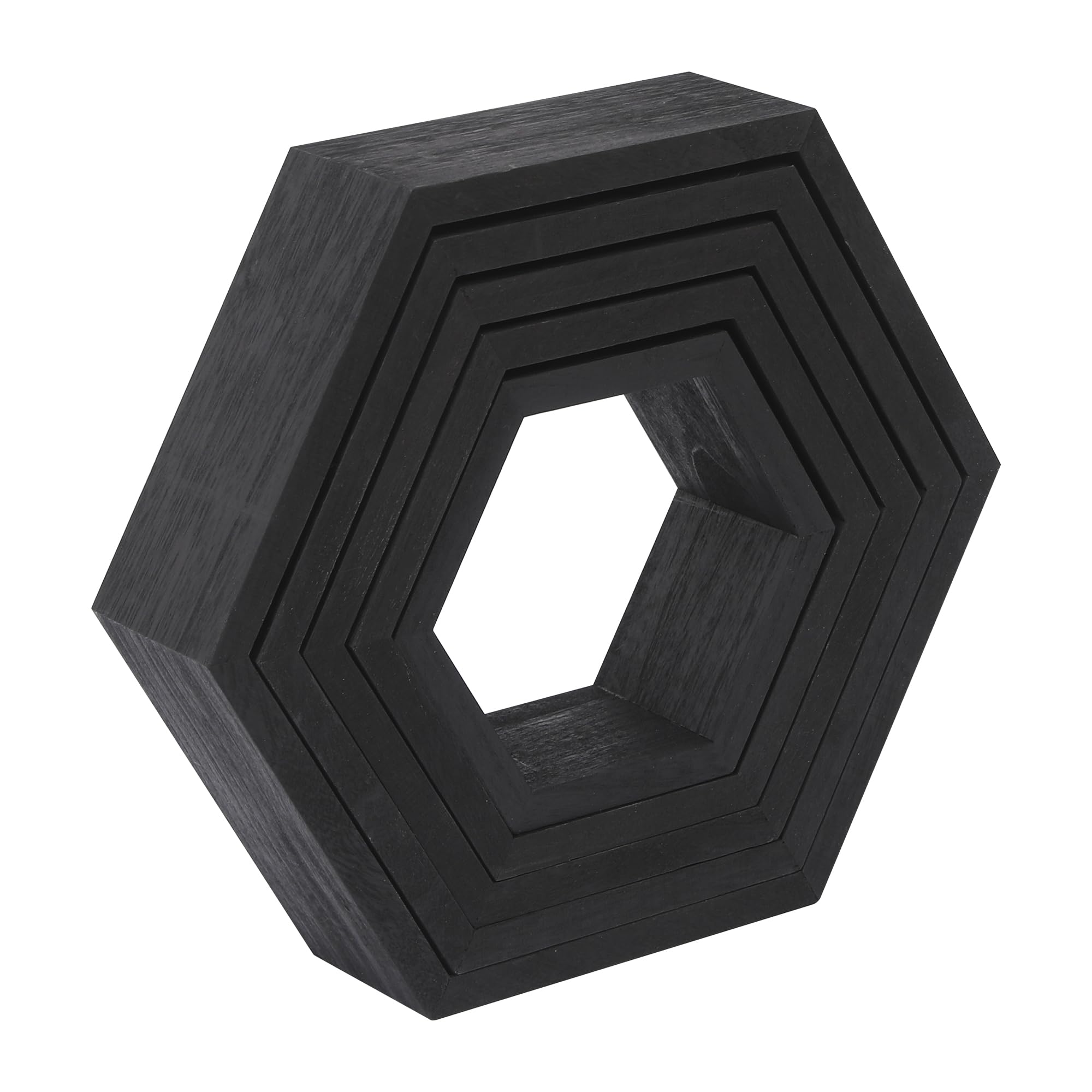WONFUlity Hexagon Shelves for Wall Mounted, Wood Farmhouse Storage Honeycomb Floating Shelves for Wall Decor,Screws Anchors Included,5pc