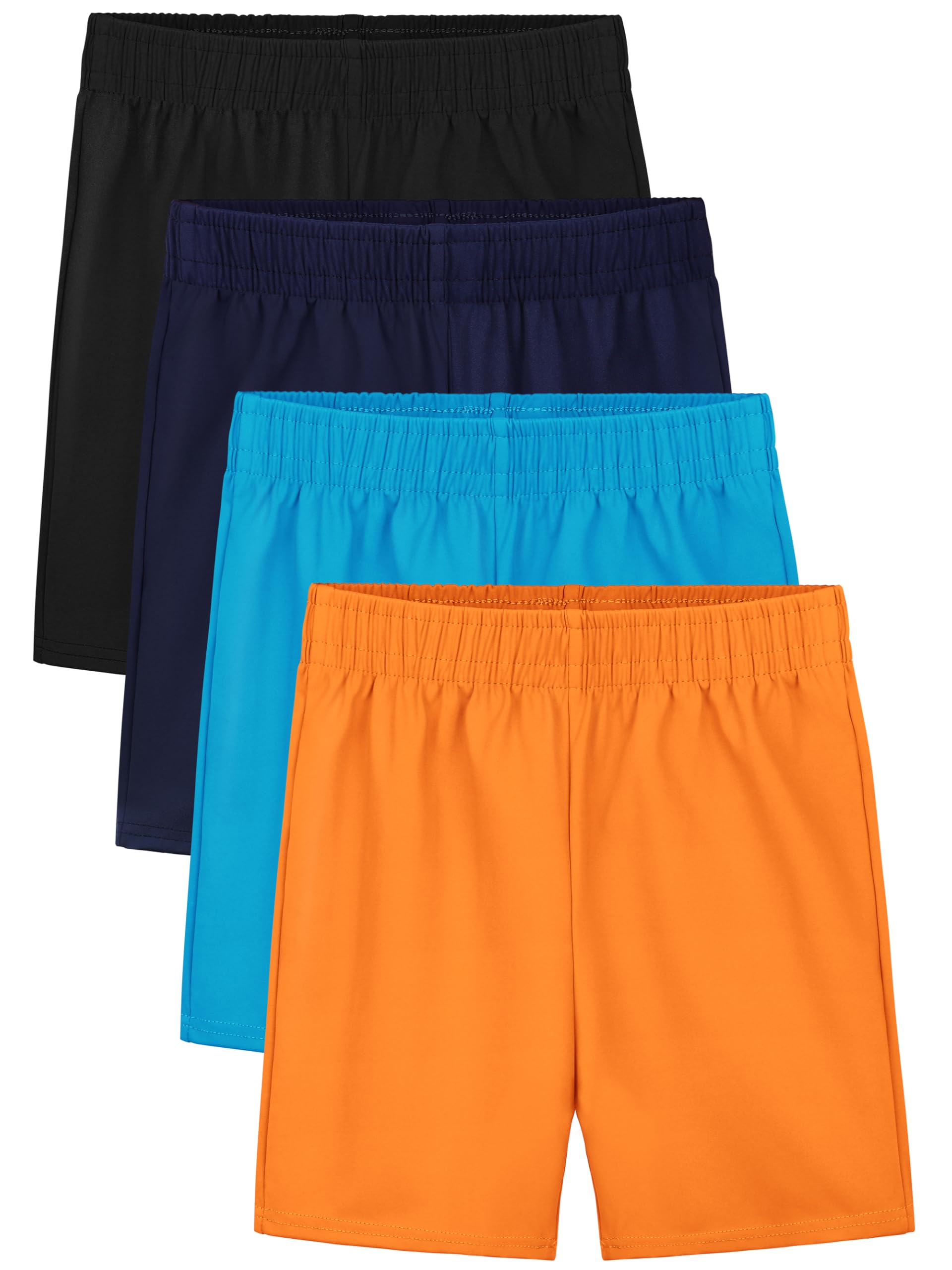 Resinta 4 Pack Toddler Boy Shorts Elastic Waist Boys Athletic Basketball Soccer Shorts Summer Pull-On Comfort for Playwear