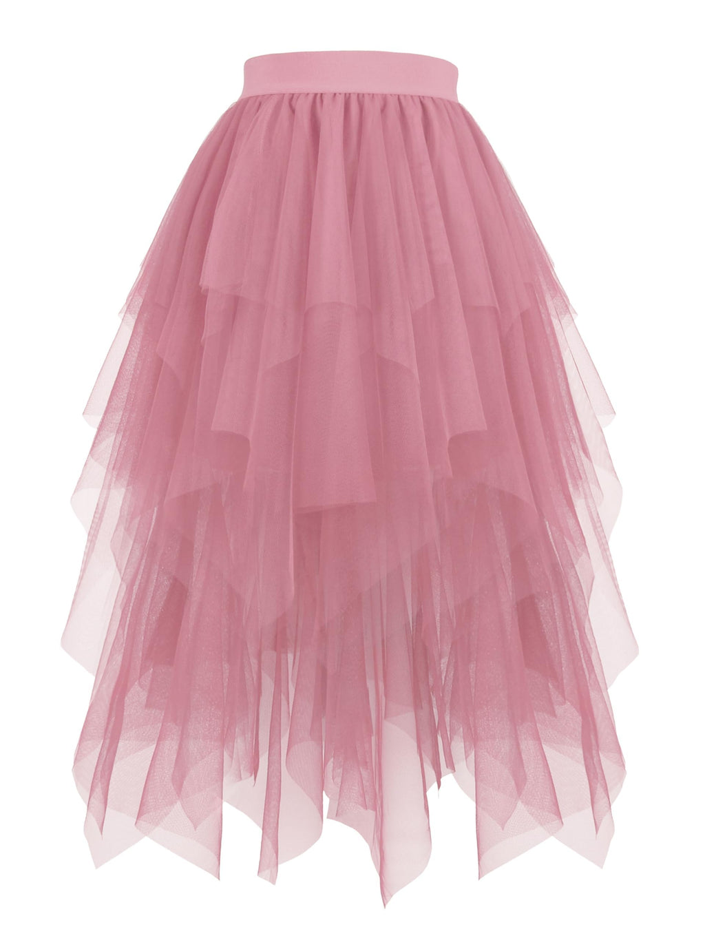 Hanpceirs Women's Tulle Skirts High Low Layered A-line Midi Skirt Irregular Tutu for Women
