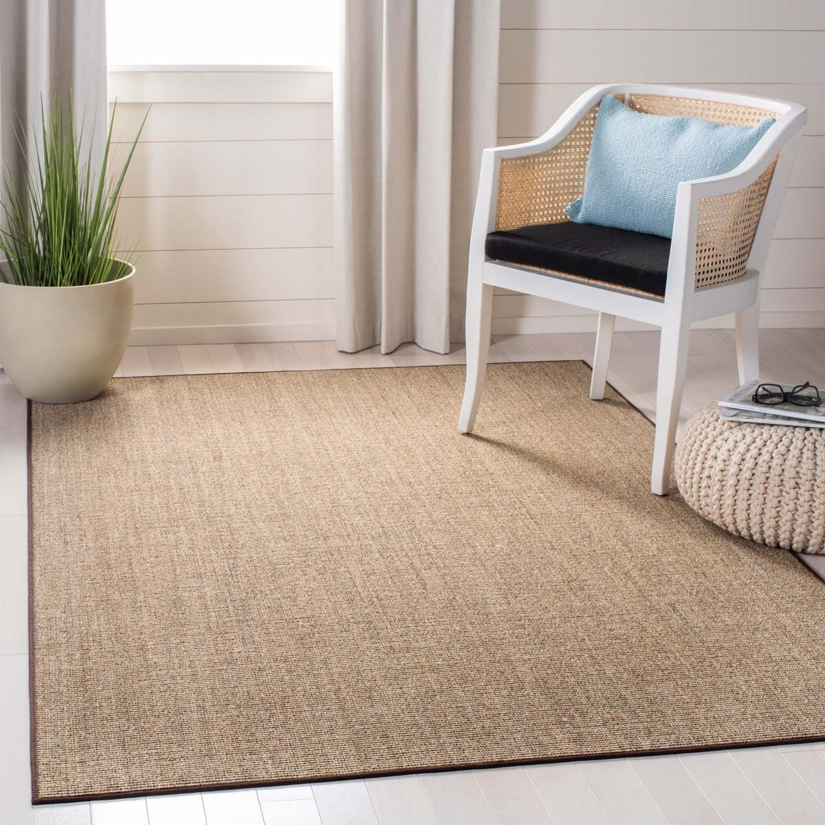 Martha Stewart x SAFAVIEH Area Rug Collection - 1'9" x 2'10", Beige & Ivory, Sisal & Jute, Farmhouse Style, Ideal for Living Room, Bedroom, Office, Dining Space (MSR9501C)