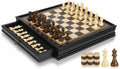 Peradix Magnetic Chess and Checkers Set with 2 Built-in Storage Drawers, Classic 2 in 1 Wooden Board Games, Magnetic Chess Pieces 2 Extra Queens, 12.8" Chess Set for Adults and Kids Gift Package