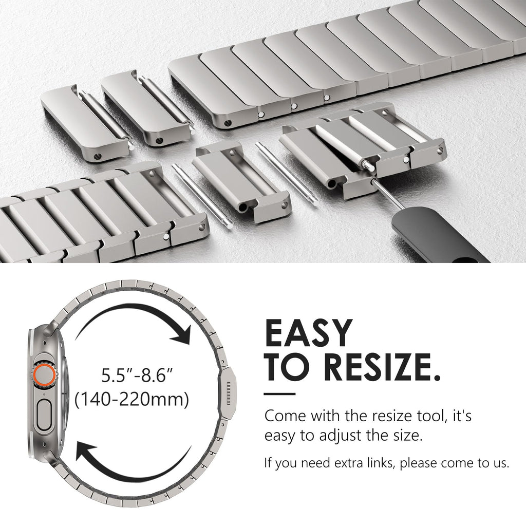 NewWays Titanium & Stainless Steel Link Bracelet for Apple Watch Band Ultra 3 2 1 Band 49mm Series11 10 46mm 42mm 45mm 44mm 41mm 40mm 38mm Series 3-11