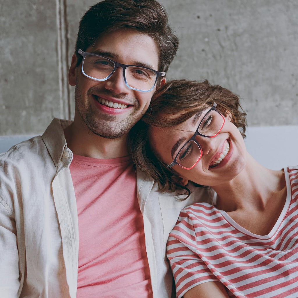 BLOEXCLU 4 Pack Progressive Multifocus Reading Glasses for Men Women TR90 Sports Style Anti-Blue Light Computer Readers