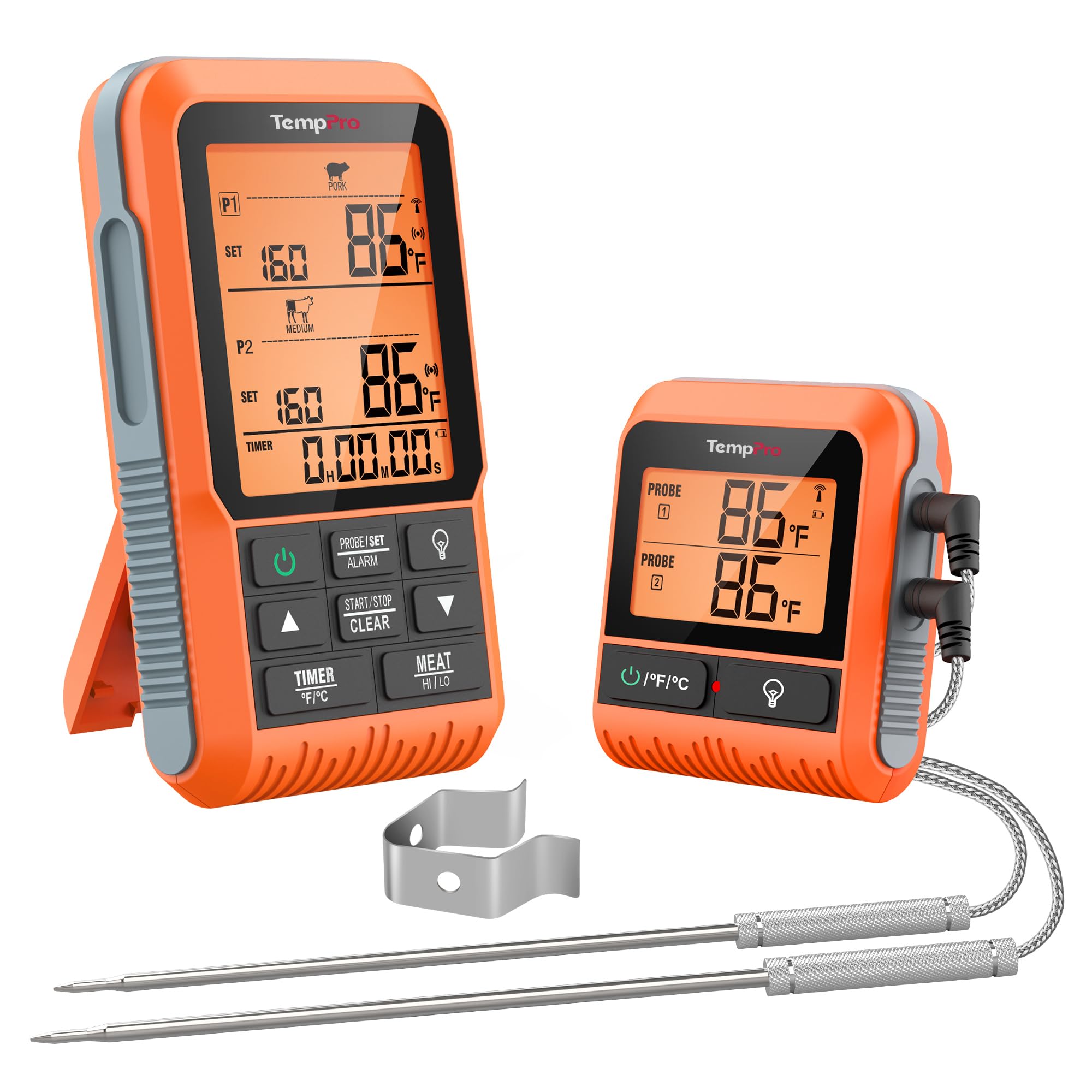 TempPro TP829 1000ft Wireless Meat Thermometer Digital for Grilling and Smoking, 4 Meat Probes Grill Thermometer for Outside Grill, Thermometer Cooking Gift for Dad Him Husband (Previously ThermoPro)