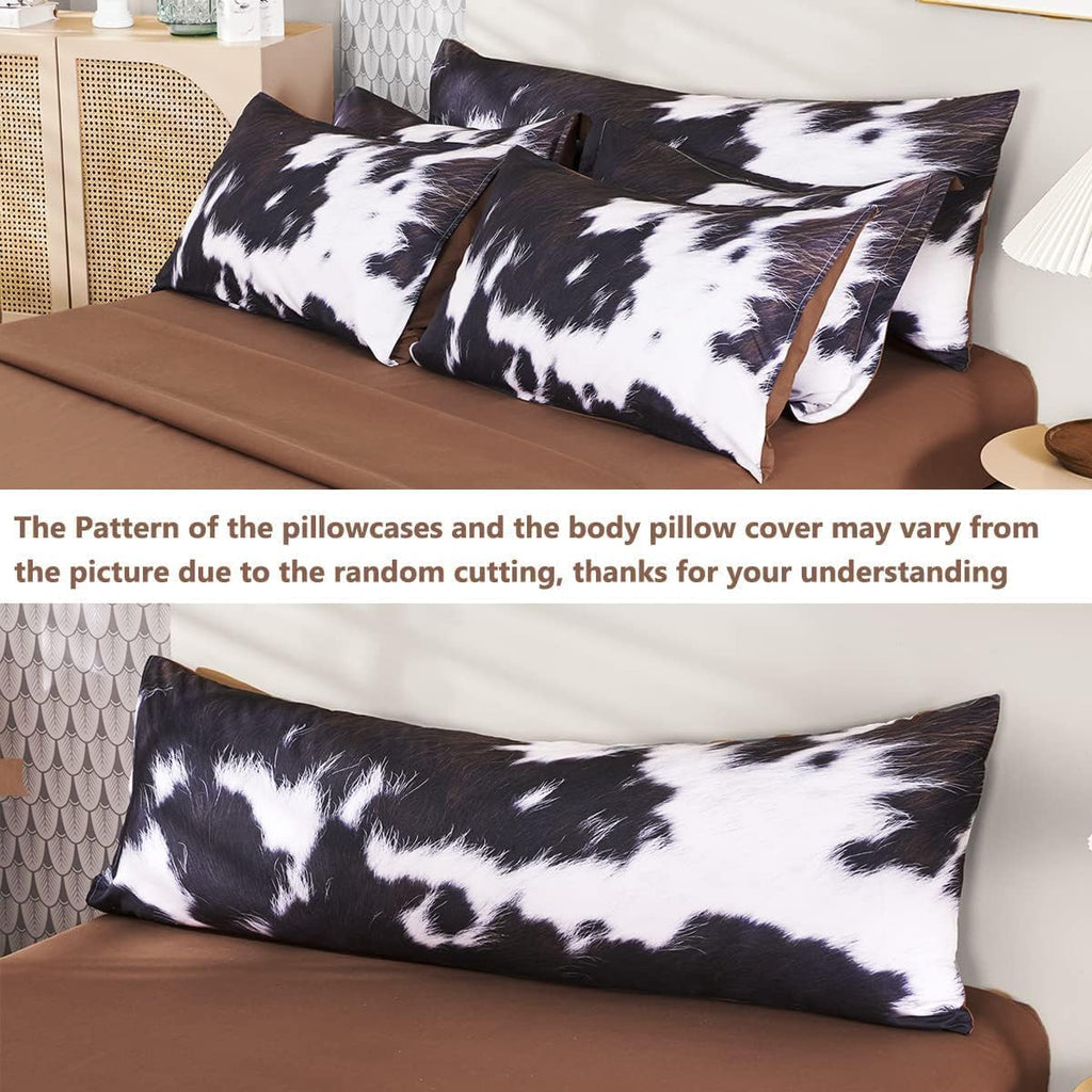 SUCSES Full Size Comforter Set with Sheets 8 Piece Cow Print Bedding Set for Boys Girls Black and White Kids Bed-in-A-Bag Farmhouse Rustic Bed Set for Bedroom (Milk Cow, Full)