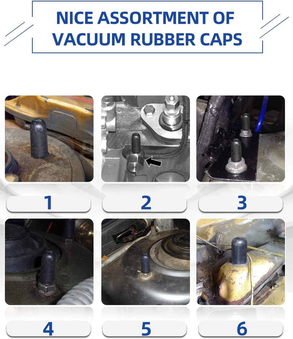 Rubber Vacuum Caps Plug Kit, 102 PCS Assorted Vacuum Plugs Hose End Caps Assortment Kit for Carburetor, Manifold, Automotive 3/16'' 5/16" 7/32" 1/4" 5/32'' 3/8''