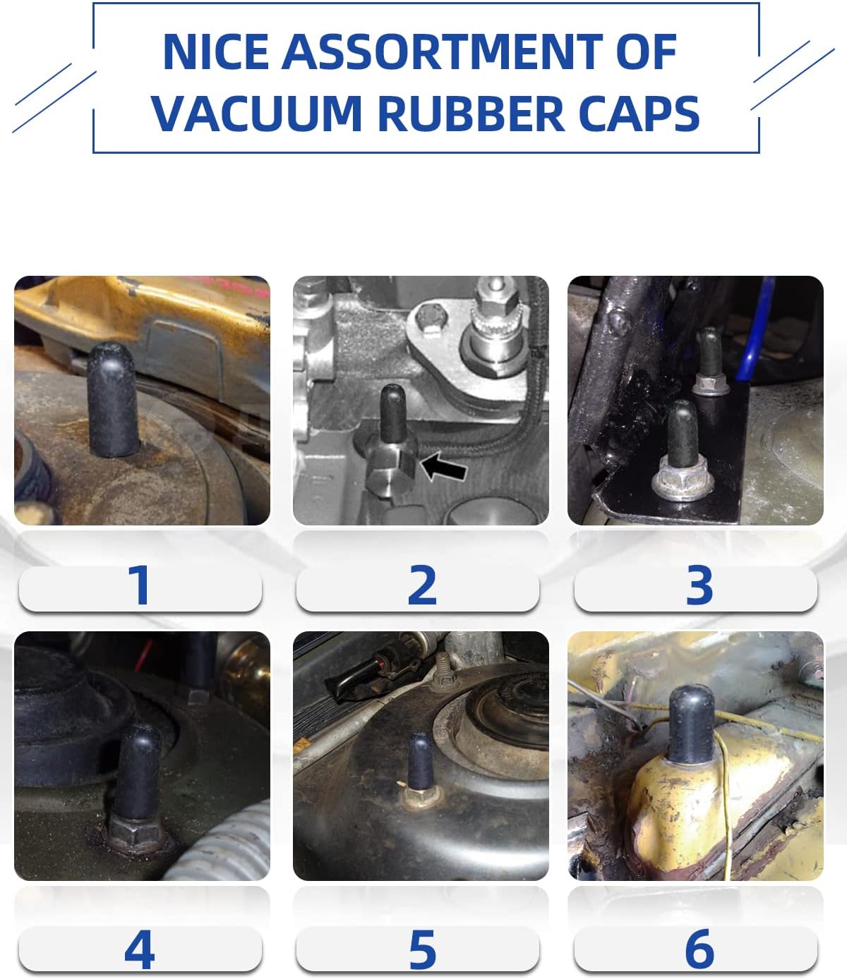 Rubber Vacuum Caps Plug Kit, 102 PCS Assorted Vacuum Plugs Hose End Caps Assortment Kit for Carburetor, Manifold, Automotive 3/16'' 5/16" 7/32" 1/4" 5/32'' 3/8''