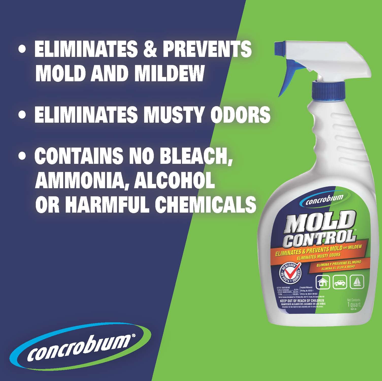 Concrobium Mold Control Aerosol, 14.1 oz – Eliminates & Prevents Mold – EPA Registered, Bleach-Free, Odorless, VOC-Free – For Indoor & Outdoor Surfaces, Mid-Sized Jobs, and Hard-to-Reach Areas