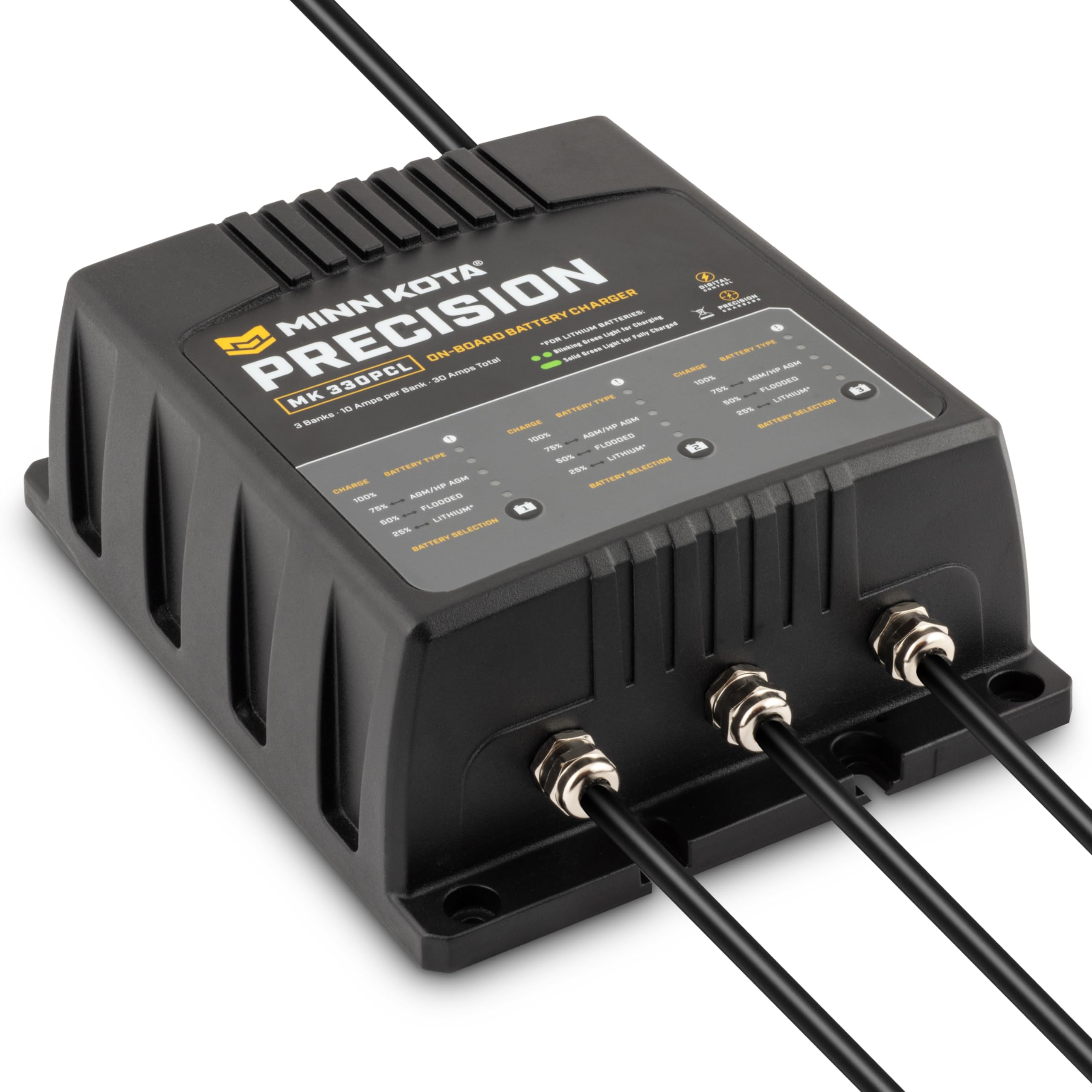 Minn Kota Precision MK-212PCL On-Board Marine Battery Charger – 2 Banks, 6 Amps Each