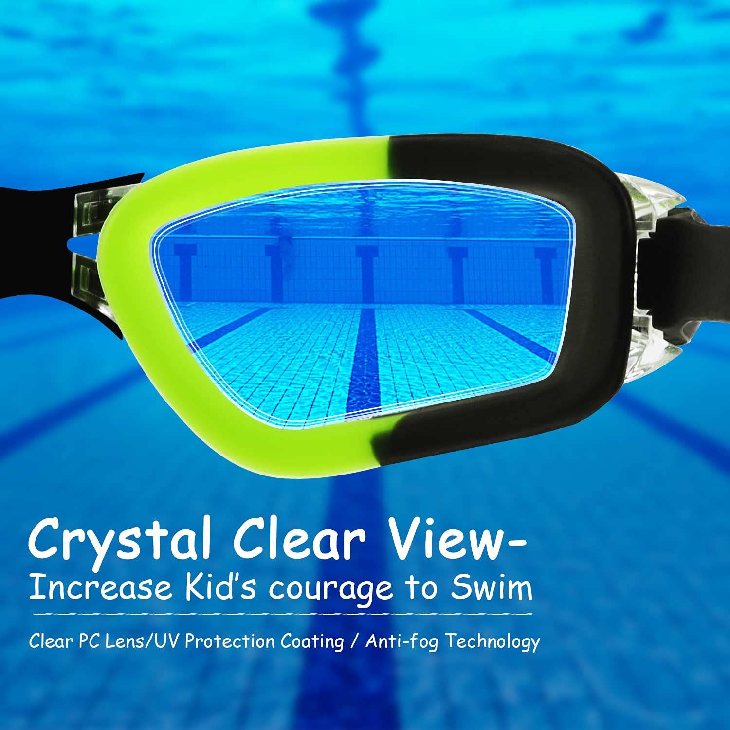 COOLOO Kids Swim Goggles, 2 Packs Swimming Goggles for Kids Girls Boys and Child Age 4-16