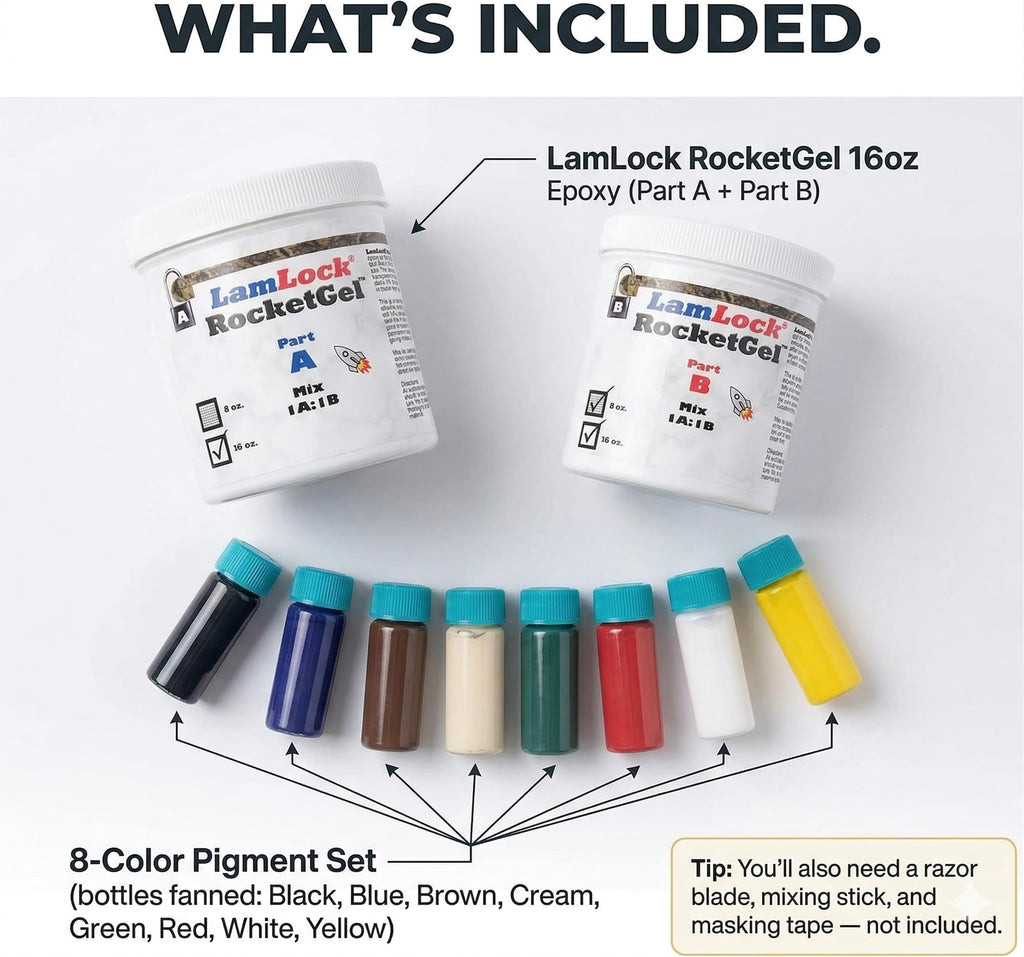 RocketGel 25 Minute Professional Epoxy Countertop Kit for Granite, Tile, and Quartz Countertop Repair Kit, Tile Crack Repair, Chips and Fills Epoxy Grout (4oz)