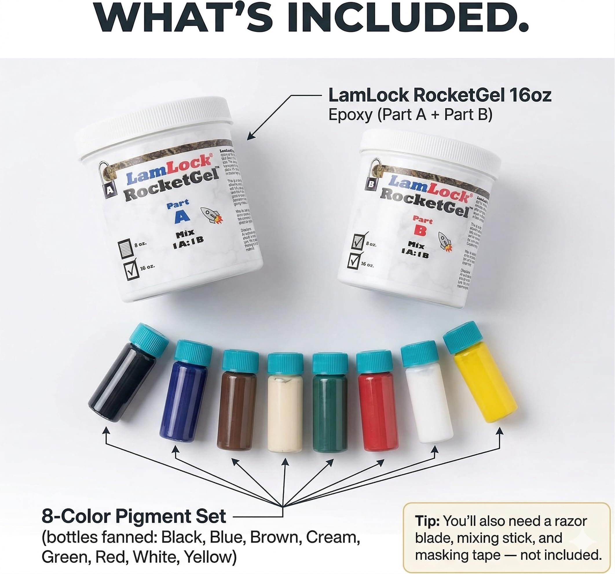 RocketGel 25 Minute Professional Epoxy Countertop Kit for Granite, Tile, and Quartz Countertop Repair Kit, Tile Crack Repair, Chips and Fills Epoxy Grout (4oz)