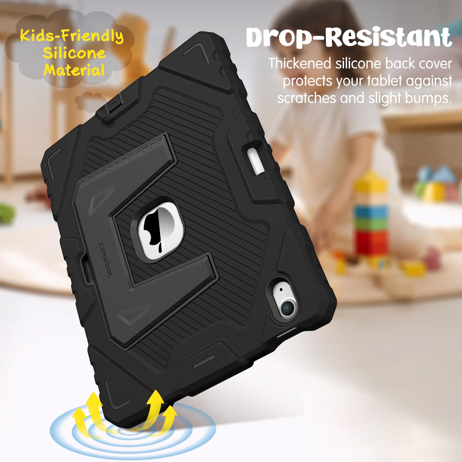 Fintie Case for iPad Air 11-inch M4/M3/M2 (2026/2025/2024), iPad Air 5th / 4th Generation (2022/2020) 10.9 Inch, Fully-Body Rugged Heavy Duty Shockproof Case with Kickstand for Kids, Black