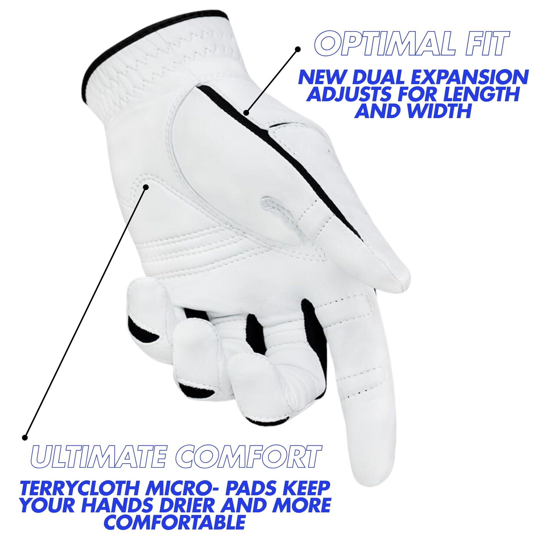 Bionic Men's StableGrip 2.0 Golf Glove Made from Premium Cabretta Leather
