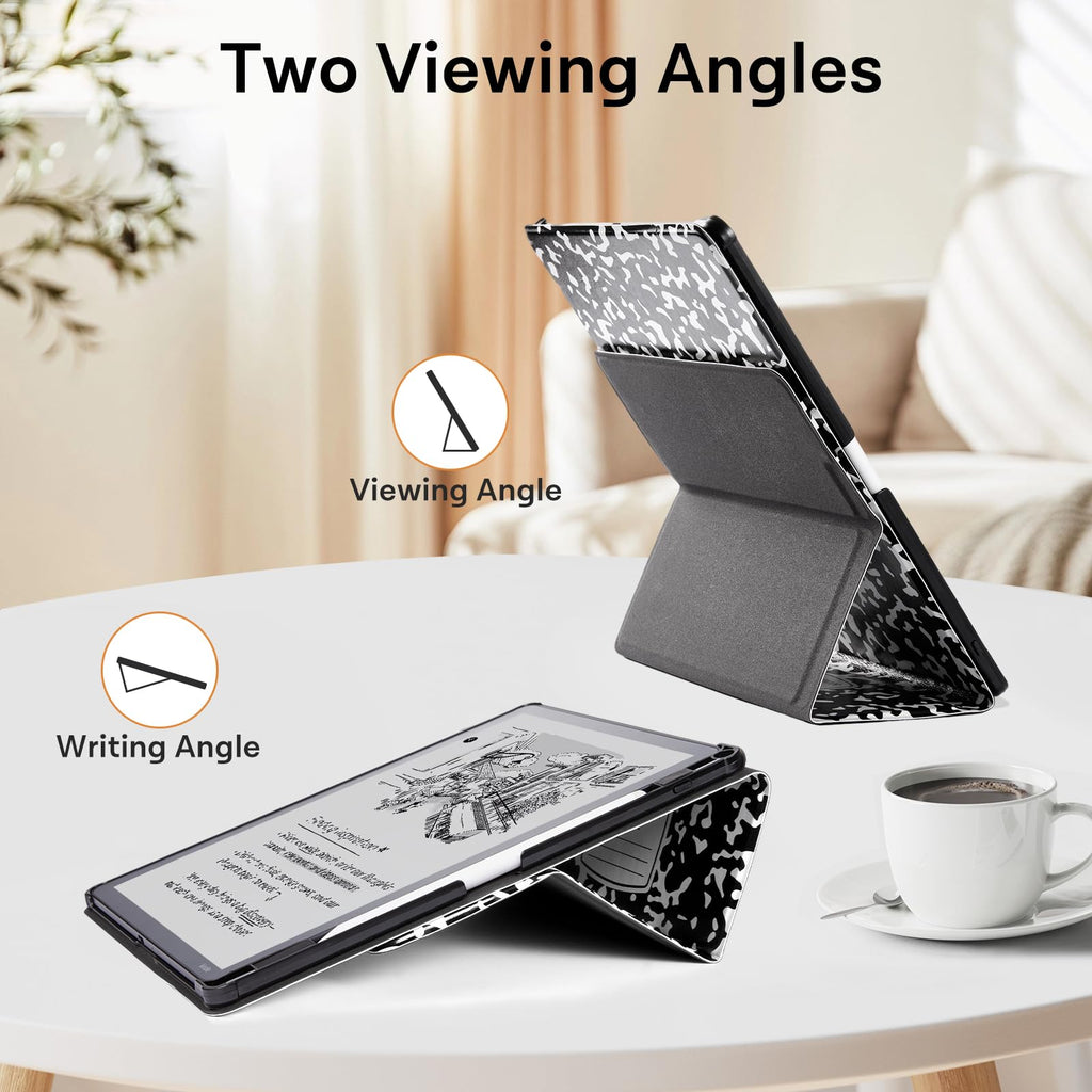 CoBak Stand Case for Kindle Scribe - Premium Folio Leather Cover with Pen Holder, Auto Sleep/Wake - Compatible with 10.2 Inch Kindle Scribe (2022/2024 Release)