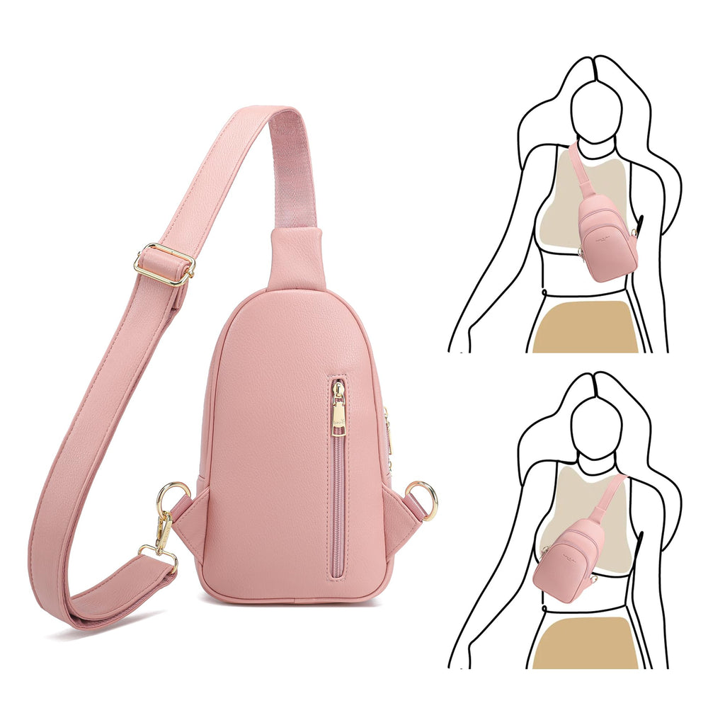 INICAT Small Crossbody Sling Bags Faux Leather Fanny Packs Purses for Women Everyday & Travel