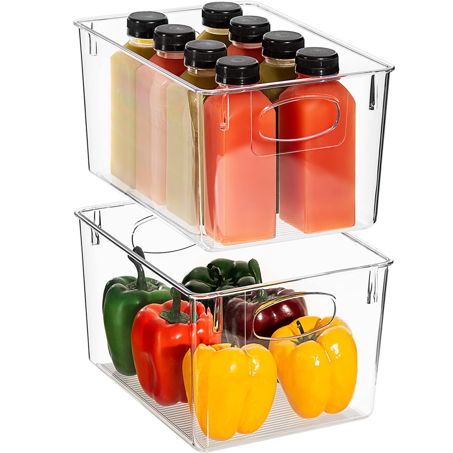 Sorbus Large Clear Plastic Storage Bins for Shelves, Clothes, with Handle - Clear Storage Bins, Drawer, Shelf, Closet, Pantry, Fridge, Freezer Organizer Bins, Closet Organizers and Storage (2 pack)