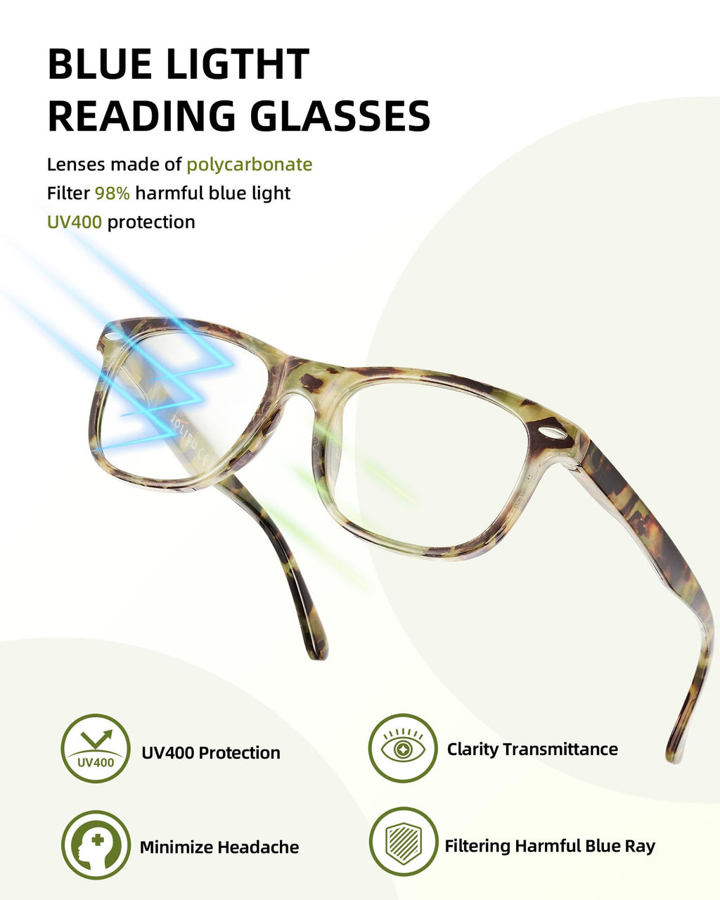 JOLISU Reading Glasses For Women - 5 Pack Stylish Readers For Womens Men Spring Hinge Eyeglasses -Blue Light Blocking Protection Frame (0.50)