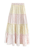 MakeMeChic Women's Plaid Maxi Skirts A Line Ruffle Tiered Layer Y2K Flowy Casual Long Skirts