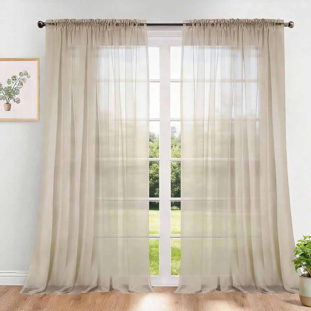 Dreaming Casa Solid Sheer Curtains 84 Inches Long Grey Rod Pocket Voile Draperies for Bedroom Living Room, 2 Panels, Each 42" W x 84" L