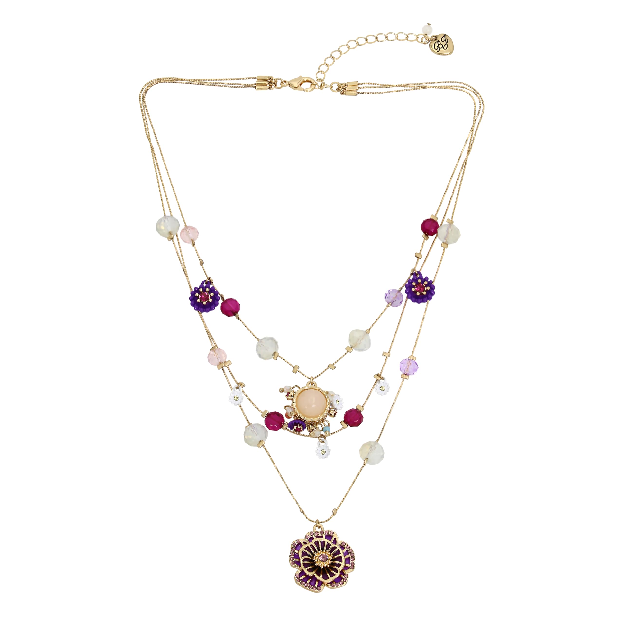 Betsey Johnson Womens Butterfly Charms Layered Necklace
